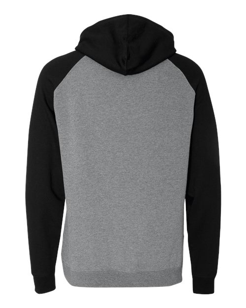 Unisex Raglan Hooded Sweatshirt - Gunmetal Heather/ Black Back