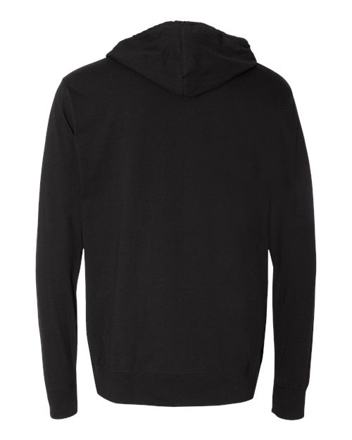 Unisex Lightweight Hooded Pullover T-Shirt - Black Back