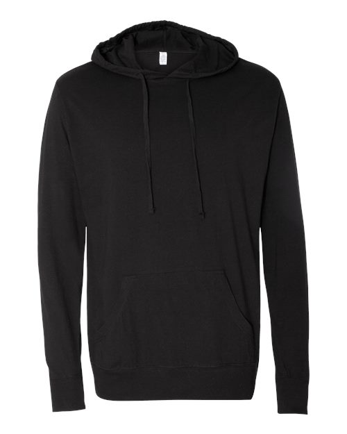 Unisex Lightweight Hooded Pullover T-Shirt - Black Front
