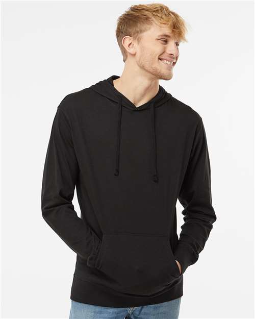 Independent Trading Co. Unisex Lightweight Hooded Pullover T-Shirt - Model Front