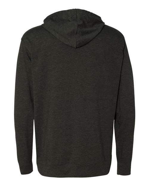 Unisex Lightweight Hooded Pullover T-Shirt - Charcoal Heather Back