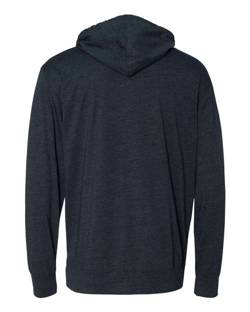 Unisex Lightweight Hooded Pullover T-Shirt - Classic Navy Heather Back