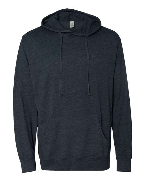 Unisex Lightweight Hooded Pullover T-Shirt - Classic Navy Heather Front