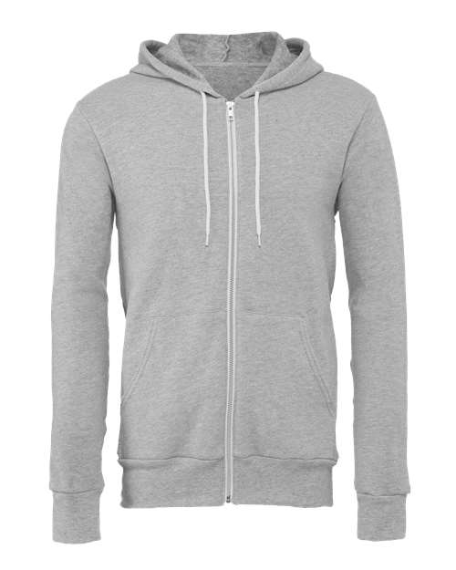 Unisex Sponge Fleece Full-Zip Hoodie Sweatshirt - Athletic Heather Front
