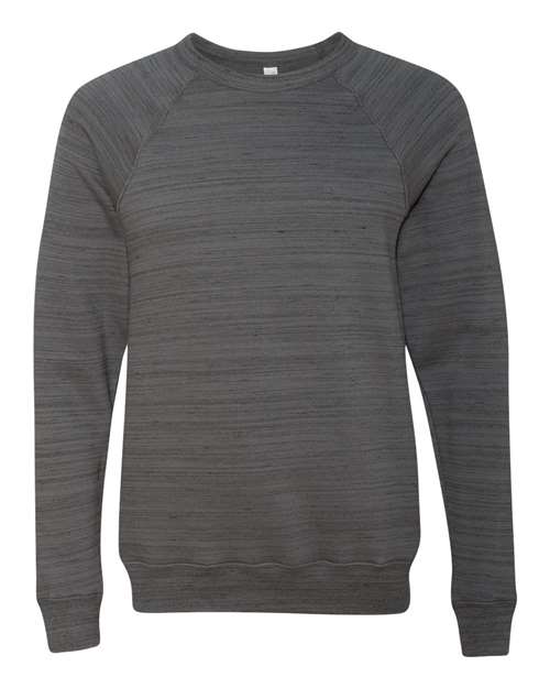 Unisex Sponge Fleece Raglan Crewneck Sweatshirt - Dark Grey Marble Front