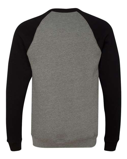 Unisex Sponge Fleece Raglan Crewneck Sweatshirt - Deep Heather/ Black Back