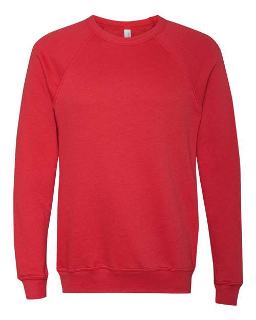 Unisex Sponge Fleece Raglan Crewneck Sweatshirt - Red Front