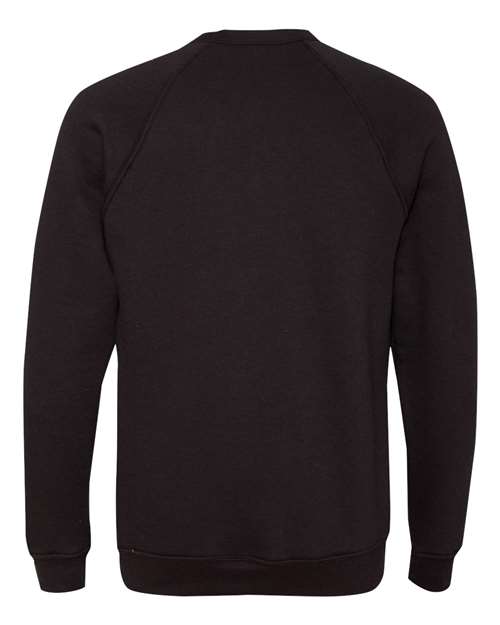 Unisex Sponge Fleece Raglan Crewneck Sweatshirt - Black Back