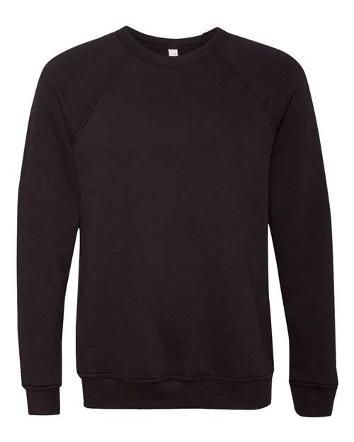 Unisex Sponge Fleece Raglan Crewneck Sweatshirt - Black Front