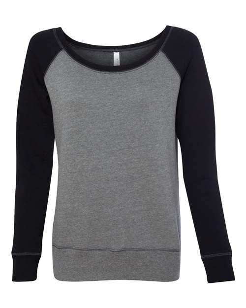 Women’s Sponge Fleece Wide Neck Sweatshirt - Deep Heather/ Black Front