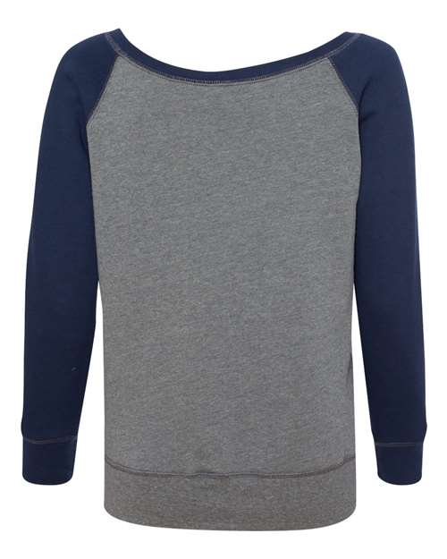 Women’s Sponge Fleece Wide Neck Sweatshirt - Deep Heather/ Navy Back