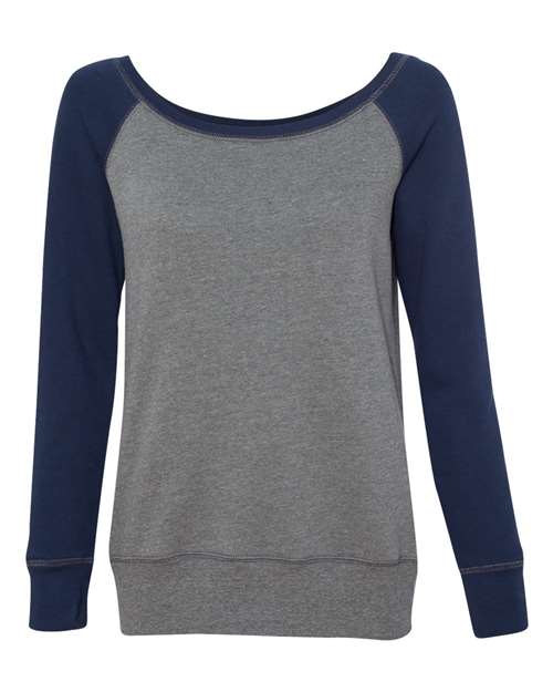 Women’s Sponge Fleece Wide Neck Sweatshirt - Deep Heather/ Navy Front