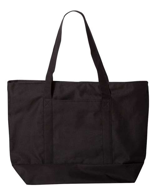Bay View Giant Zippered Tote - Black/ Black Front