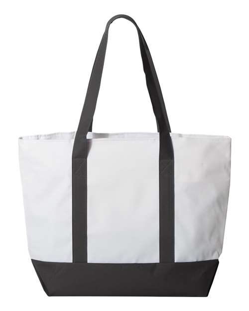 Bay View Giant Zippered Tote - White/ Black Back
