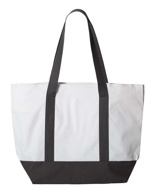 Bay View Giant Zippered Tote - White/ Black Front