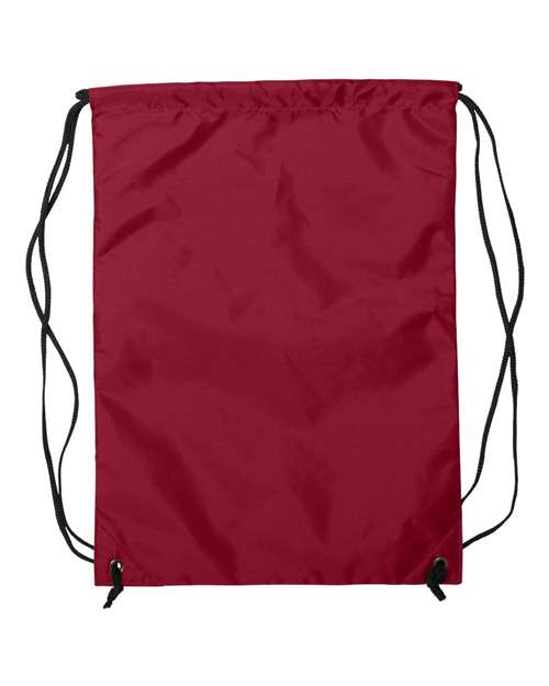 Zippered Drawstring Backpack - Red Back