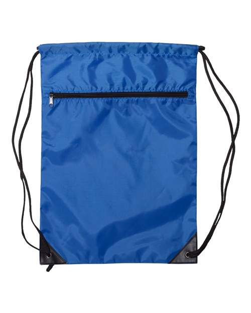 Zippered Drawstring Backpack - Royal Front