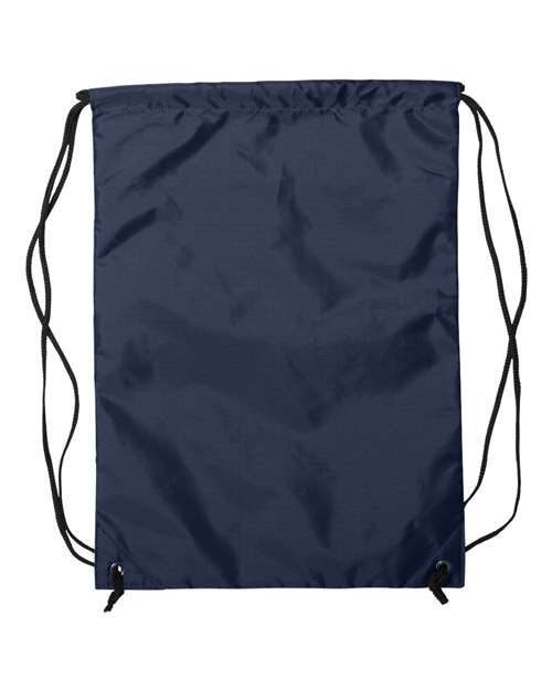 Zippered Drawstring Backpack - Navy Back