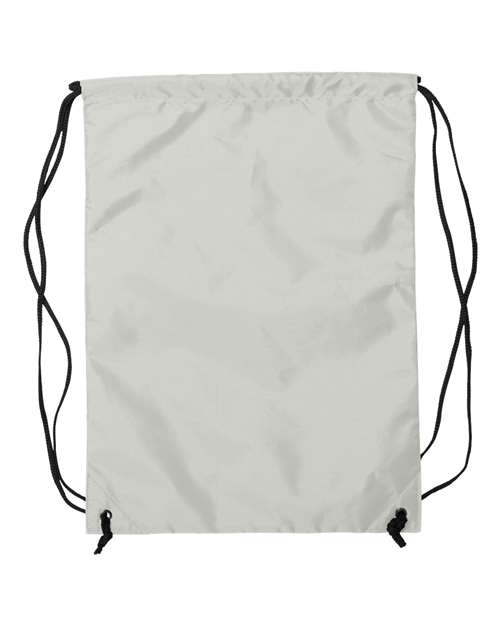 Zippered Drawstring Backpack - White Back