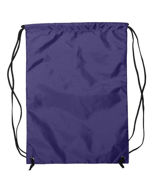 Zippered Drawstring Backpack - Purple Back
