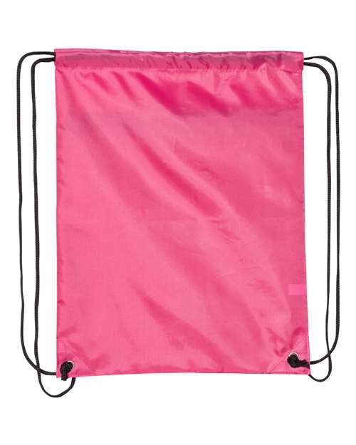 Zippered Drawstring Backpack - Hot Pink Back