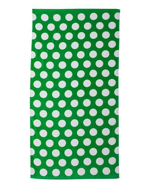 Polka Dot Velour Beach Towel - Kelly Front