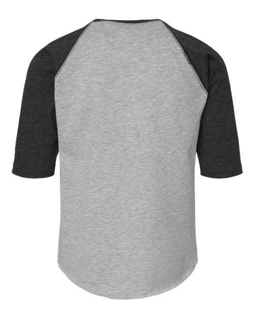 Youth Baseball Fine Jersey Three-Quarter Sleeve Tee - Vintage Heather/ Vintage Smoke Back