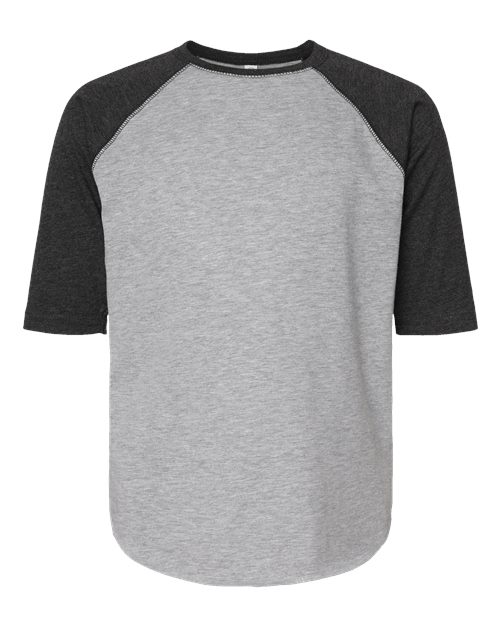 Youth Baseball Fine Jersey Three-Quarter Sleeve Tee - Vintage Heather/ Vintage Smoke Front