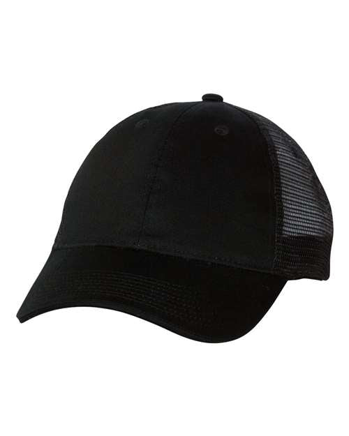 Valucap Sandwich Trucker Cap - Black/ Black Front