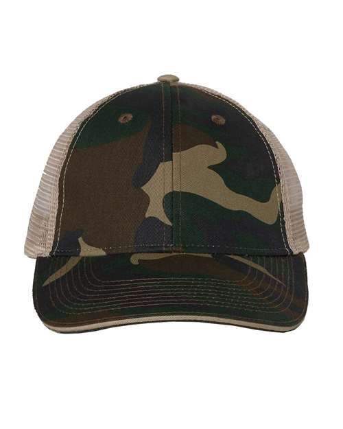 Sandwich Trucker Cap - Green Camo/ Tan Front