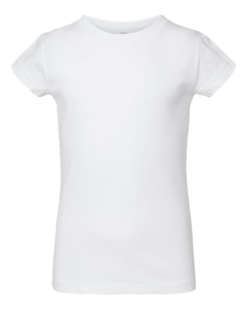 Rabbit Skins Toddler Girls Fine Jersey Tee - White Front