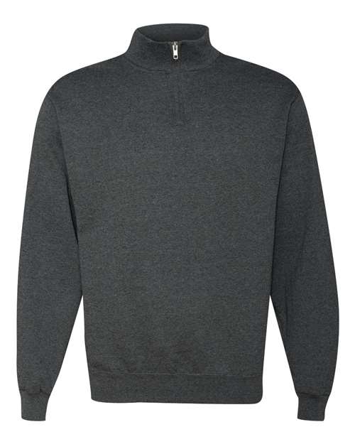 Unisex Nublend® Cadet Collar Quarter-Zip Sweatshirt - Black Heather Front