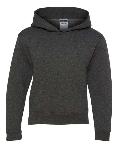 Youth NuBlend® Hooded Sweatshirt - Black Heather Front