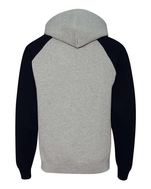Unisex Nublend® Colorblocked Raglan Hooded Sweatshirt - Oxford/ Black Back