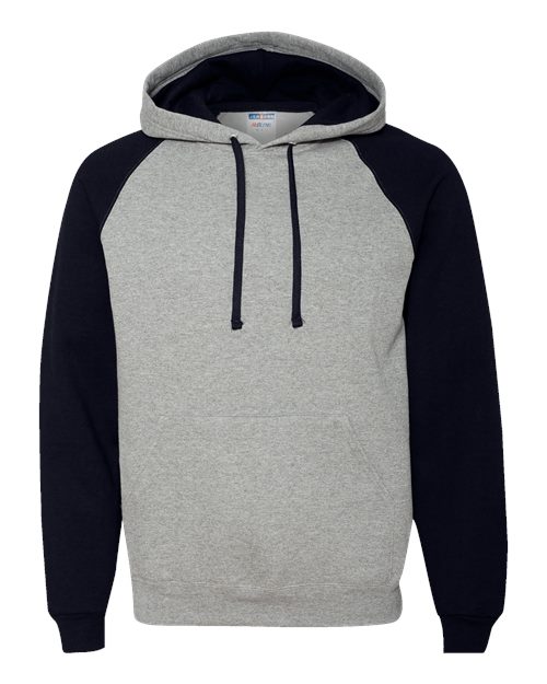 Unisex Nublend® Colorblocked Raglan Hooded Sweatshirt - Oxford/ Black Front