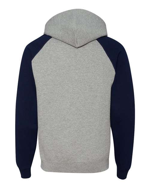 Unisex Nublend® Colorblocked Raglan Hooded Sweatshirt - Oxford/ J. Navy Back