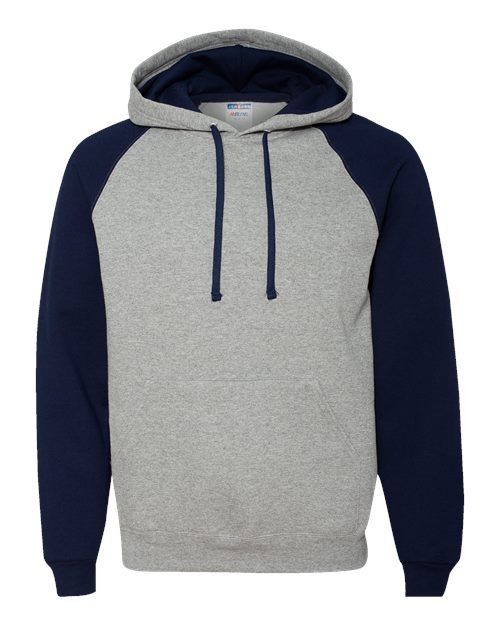 Unisex Nublend® Colorblocked Raglan Hooded Sweatshirt - Oxford/ J. Navy Front