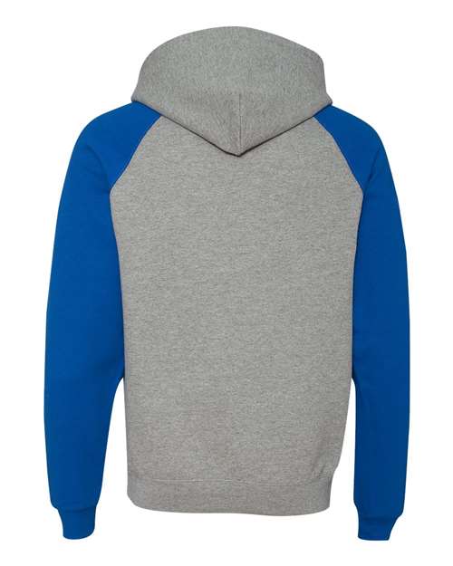 Unisex Nublend® Colorblocked Raglan Hooded Sweatshirt - Oxford/ Royal Back