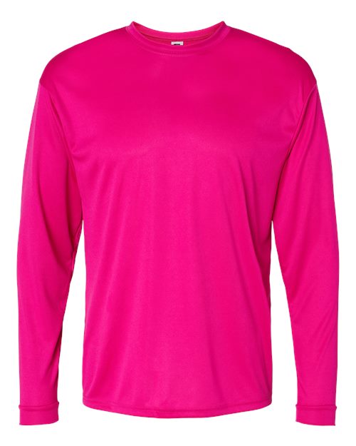 Unisex Performance Long Sleeve T-Shirt - Hot Pink Front