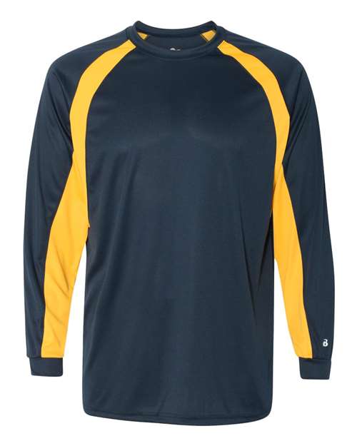 Men's B-Core Hook Long Sleeve T-Shirt - Navy/ Gold Front