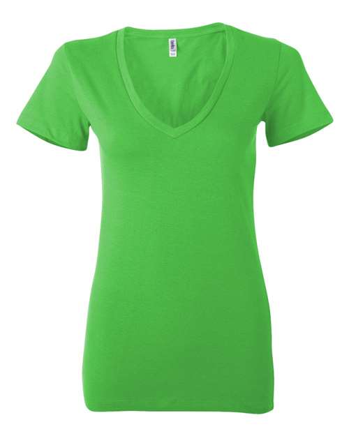 Women’s Jersey Deep V-Neck Tee - Neon Green Front