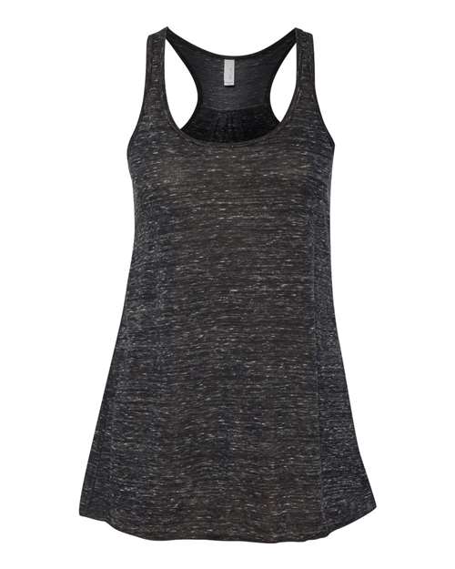 Women's Flowy Racerback Tank - Black Marble Front