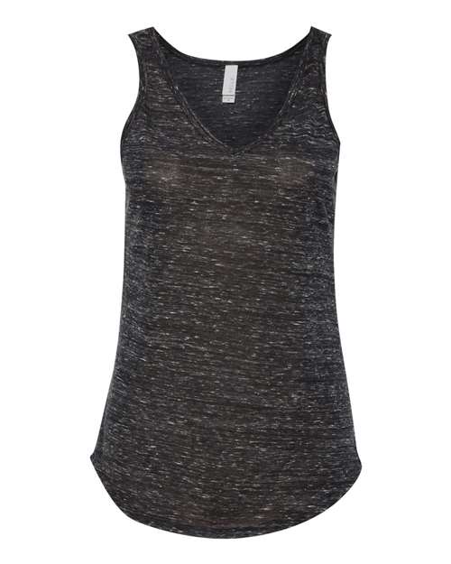 Women's Flowy V-Neck Tank - Black Marble Front