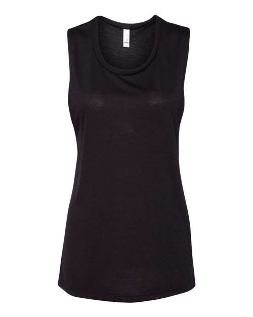 Women's Flowy Scoop Muscle Tank - Black Front