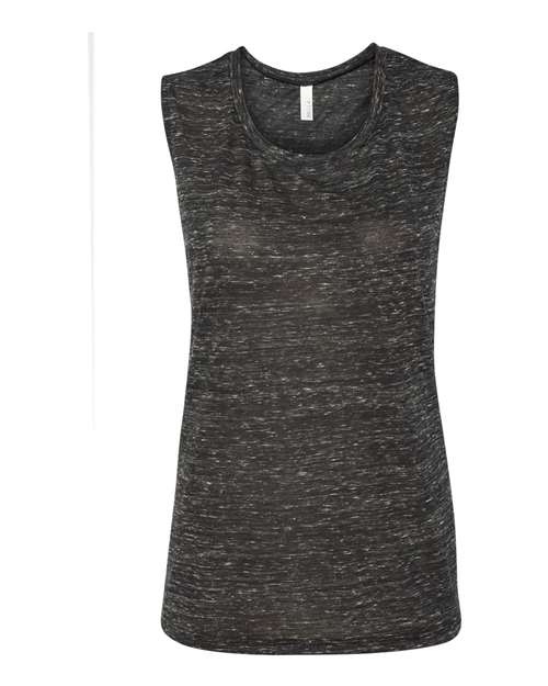 Women's Flowy Scoop Muscle Tank - Black Marble Front