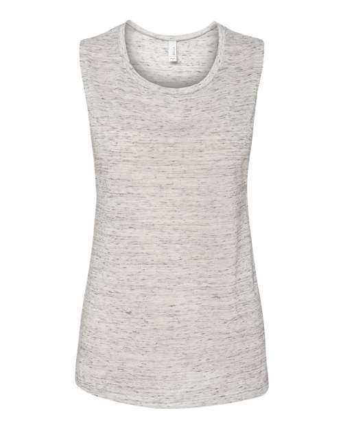 Women's Flowy Scoop Muscle Tank - White Marble Front