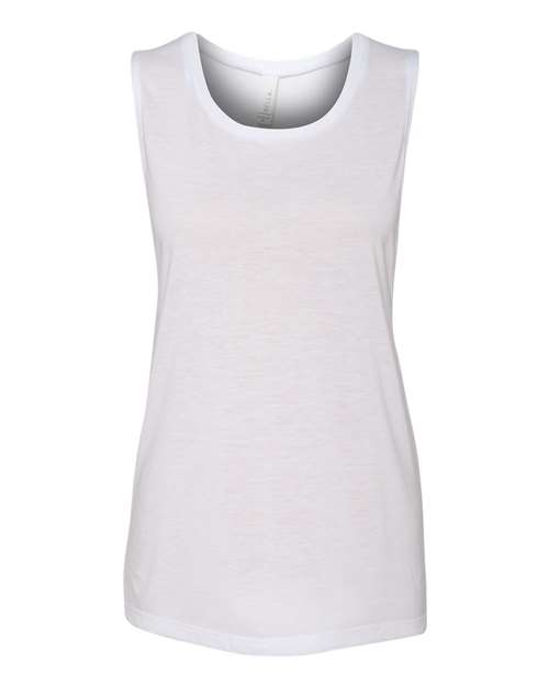 Women's Flowy Scoop Muscle Tank - White Front
