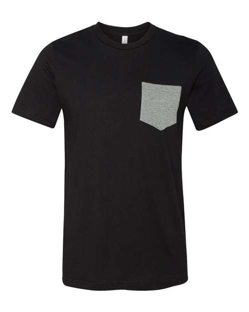 Men's Jersey Pocket Tee - Black/ Deep Heather Front