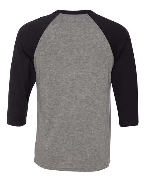 Unisex Three-Quarter Sleeve Baseball Tee - Deep Heather/ Black Back