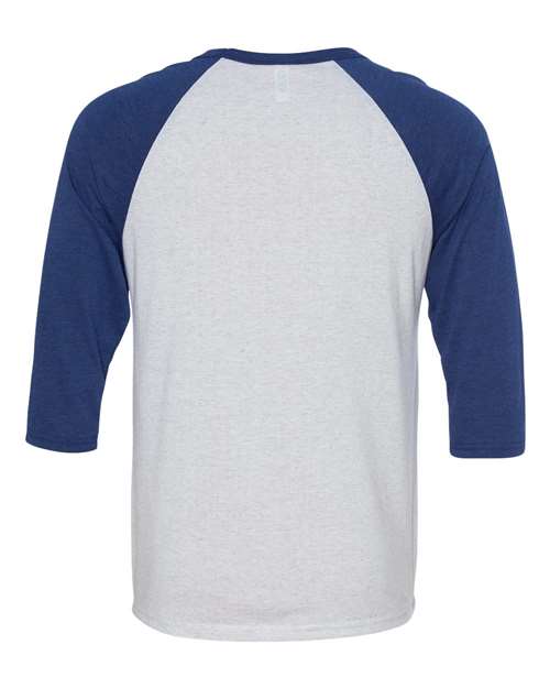 Unisex Three-Quarter Sleeve Baseball Tee - White Fleck/ Navy Triblend Back